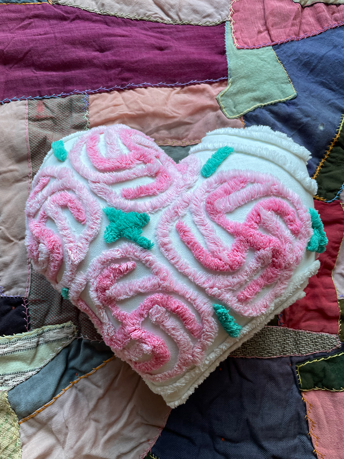 Handmade Chenille Heart Pillow (Small)